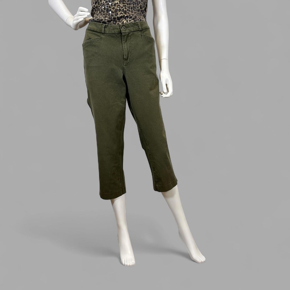 Banana Republic‎ Olive Green Cropped Pants Size 12 Stretch Utility Casual Capri